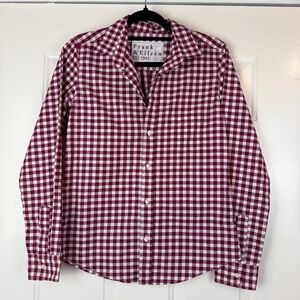 Frank & Eileen Barry button front shirt maroon plaid size small